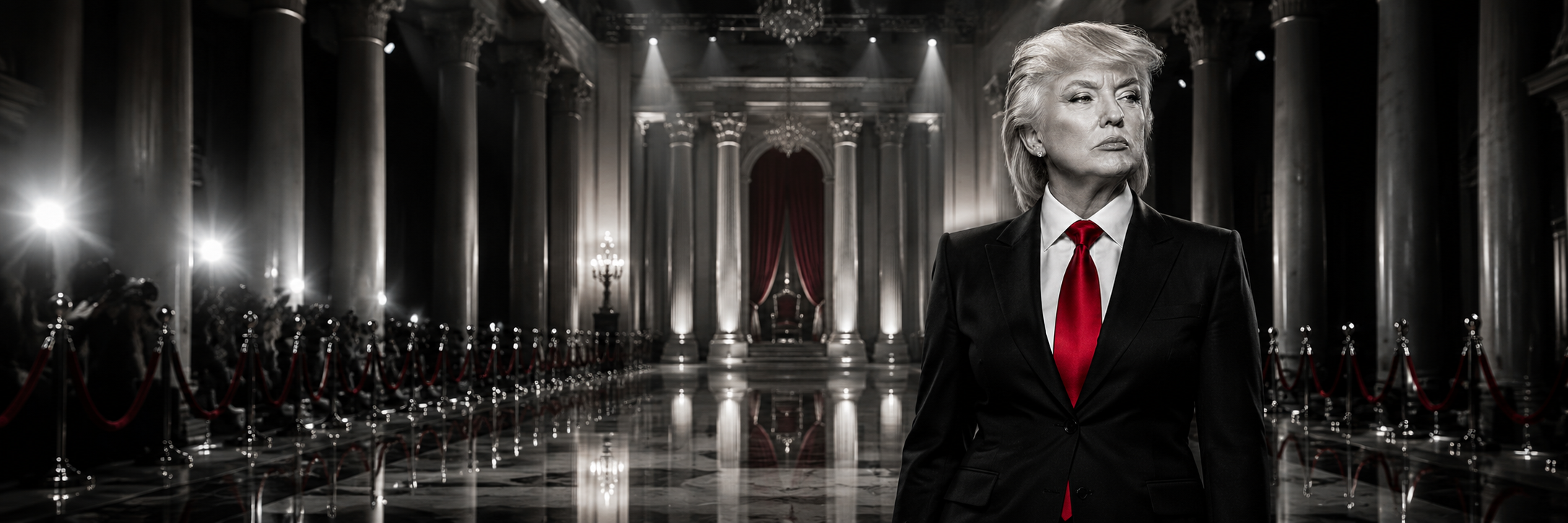 TRUMPSTACY on the red carpet in a marble hall